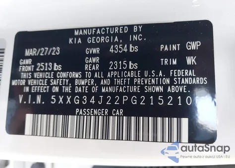 2023 Kia K5 Ex from USA, damaged, VIN 5XXG34J22PG215210